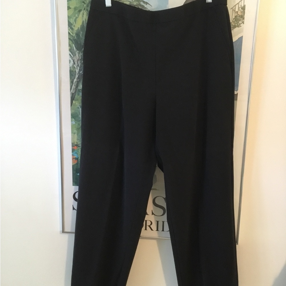 BRIGGS BLACK PANTS Wide Leg WOMENS 16 some stretch 2 pockets 38” long